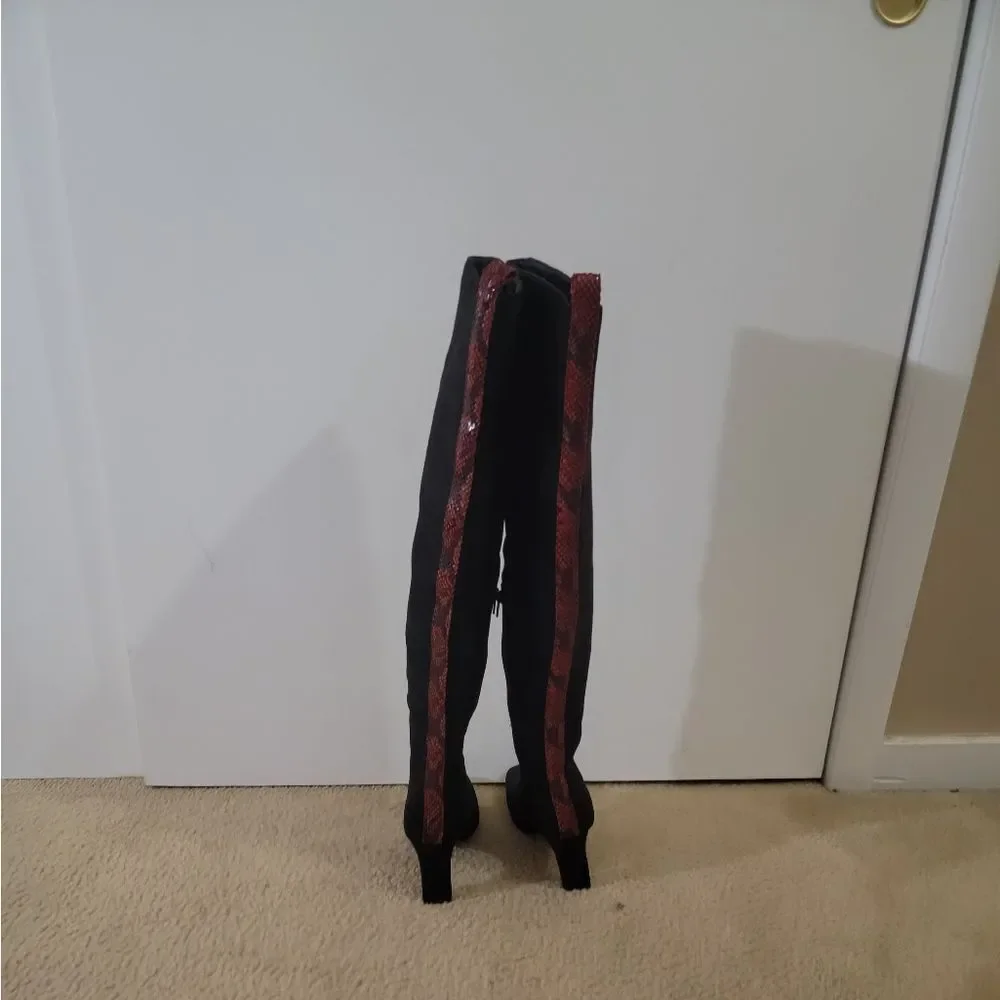 🆕️👢Gabrielle Union Over The Knee Boots, Blk/Red - Sz 8-1/2